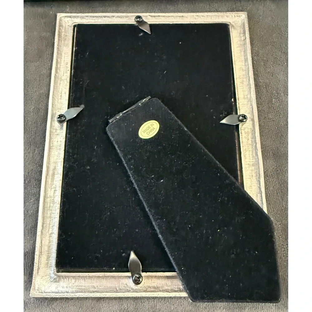 Lazuli 4x6 Picture Frame Yellow Silver Ornate Crystal Enamel Vintage Style Glam